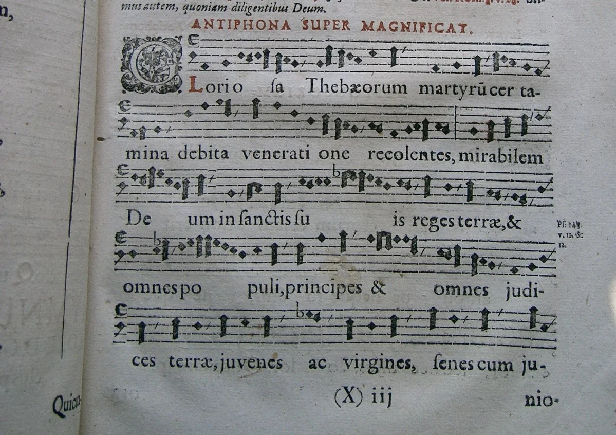 Magdeburg, Evangelische Domkirche St. Mauritus und Katharina_Magnifikatantiphon aus der Vesper zum Fest des Dompatrons St. Mauritius, Cantica Sacra von1613, p.1153