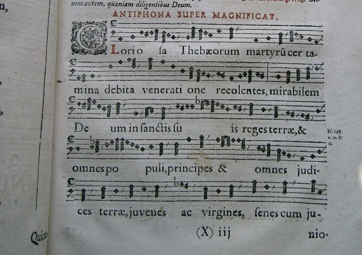Magdeburg, Evangelische Domkirche St. Mauritus und Katharina_Magnifikatantiphon aus der Vesper zum Fest des Dompatrons St. Mauritius, Cantica Sacra von1613, p.1153