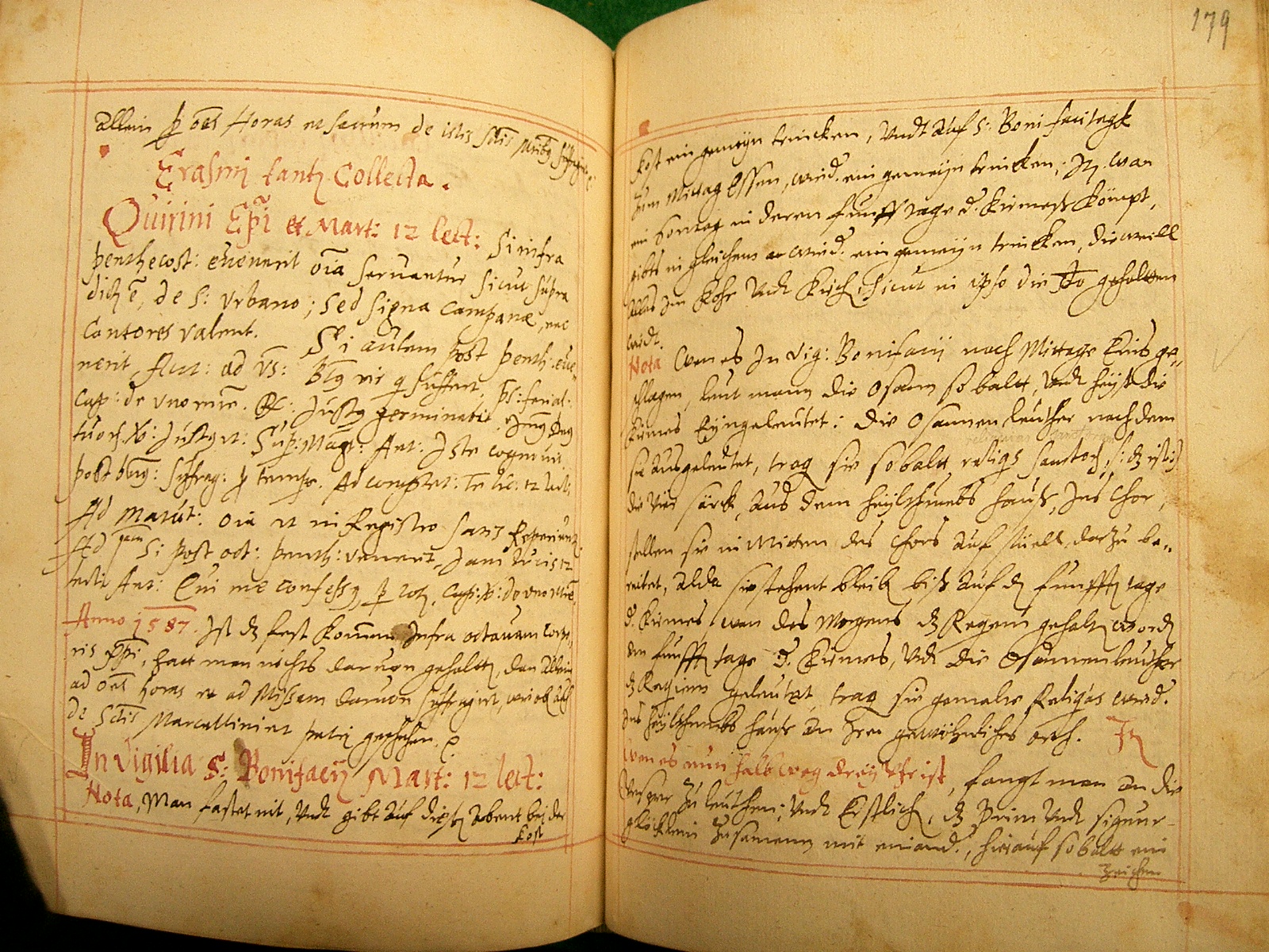 Fulda, Ratgarbasilika, Liber Ordinarius ("Registrum chori") von 1615, Vigil des hl. Bonifatius, fol. 178 