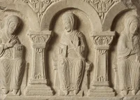 Sandsteinrelief mit Frauen, Werden, um 1060
