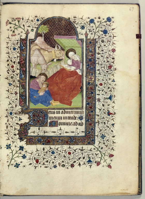 Maria liest, Josef betreut das Kind