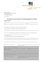 Anmeldeformular und Merkblatt zur Anmeldung der Abschlussarbeit im Studiengang Magister Theologiae