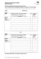 Formular zur Anerkennung im Wahlpflichtbereich Berufsorientierung für den modularisierten Studiengang „Magister Theologiae“ (M23)