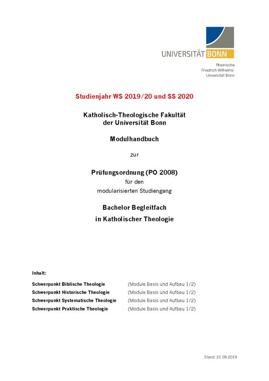Modulhandbuch Bachelor Begleitfach PO 2008 WS 2019/20 und SS 2020