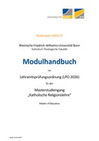 Modulhandbuch Katholische Religionslehre (Master of Education) Wintersemester 2026/27 und Sommersemester 2027 (unter dem Vorbehalt der engültigen Verabschiedung der Prüfungsordnung)