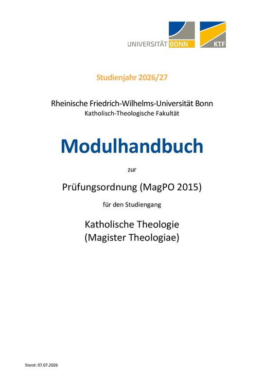 Modulhandbuch Magister Theologiae Wintersemester 2026/27 und Sommersemester 2027