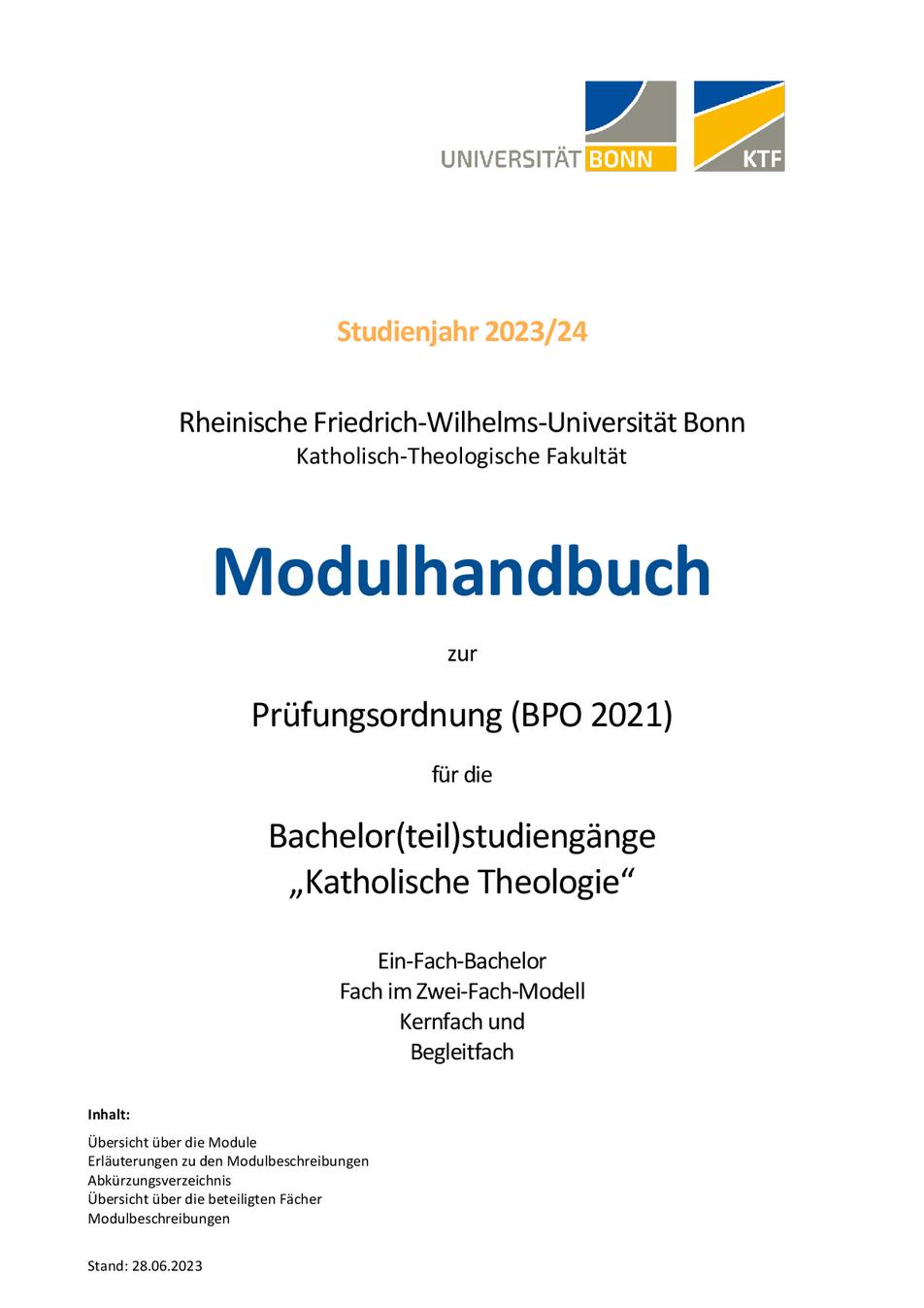 Modulhandbuch Bachelor(teil)studiengänge Ein-Fach, Fach im Zwei-Fach ...
