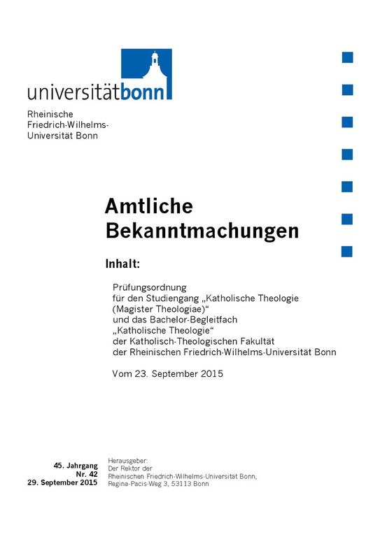 Prüfungsordnung Magister Theologiae und Bachelor Begleitfach vom 23.09.2015 (PO 2015)