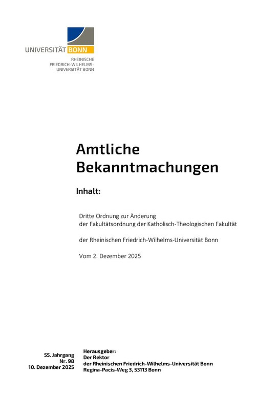 Änderung der Fakultätsordnung vom 02.12.2025