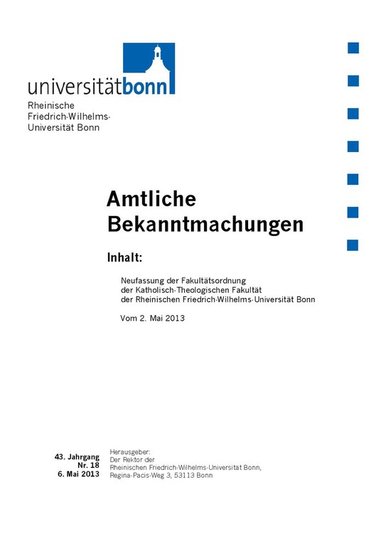 Fakultätsordnung der Katholisch-Theologischen Fakultät vom 02.05.2013