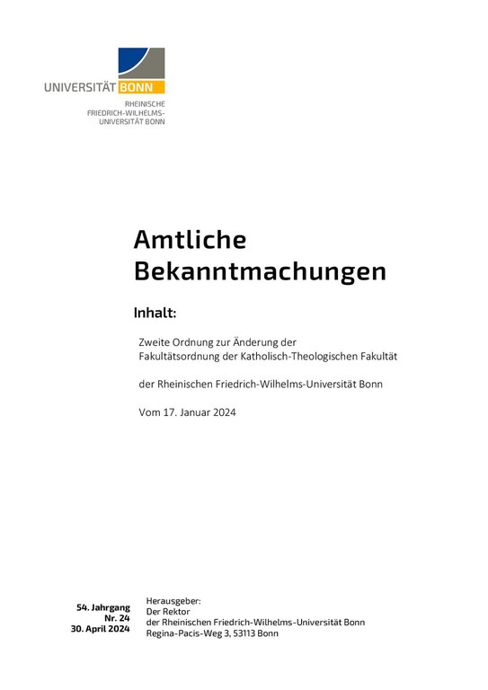 Änderung der Fakultätsordnung vom 17.01.2024