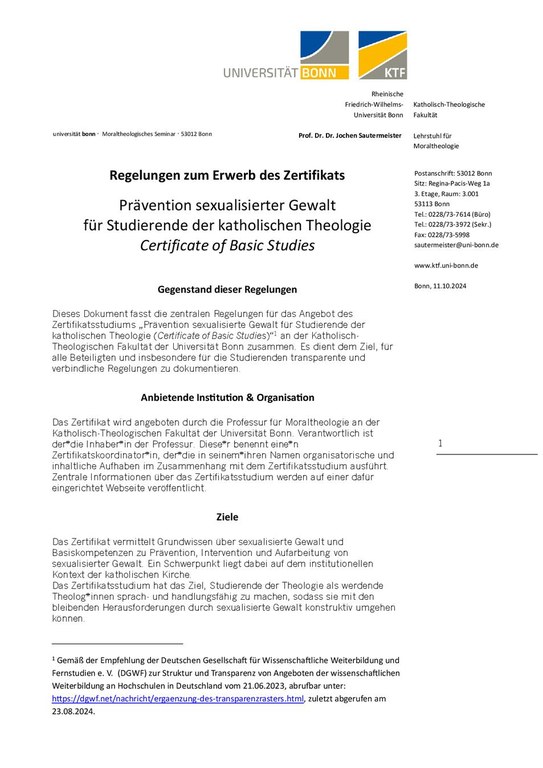 Zertifikat PsG Regelungen